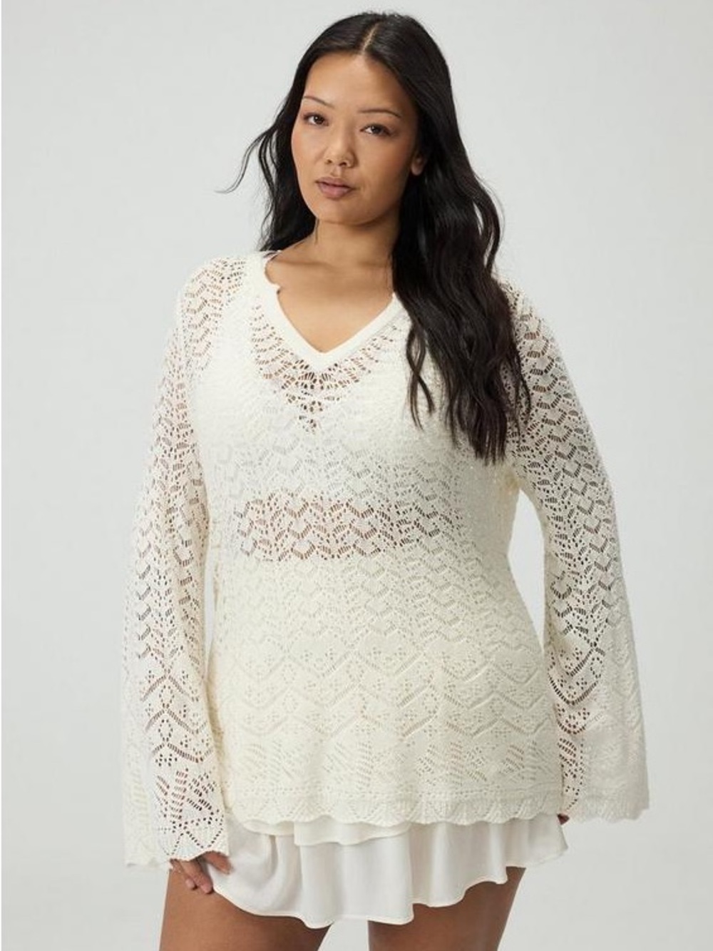 NWT 3X torrid Pointelle V-Neck Pullover Sweater